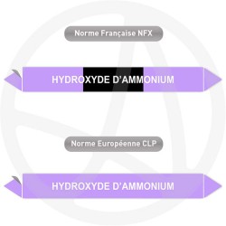Repérage de tuyauterie NFX ou CLP Hydroxyde d'ammonium