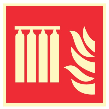 Pictogramme incendie Système fixe d'extincteurs d'incendie en série F008 - Photoluminescent