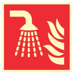 Pictogramme incendie Système d'extinction d'incendie par brouillard d'eau F011 - Photoluminescent