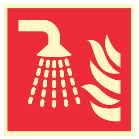 Pictogramme incendie Système d'extinction d'incendie par brouillard d'eau F011 - Photoluminescent