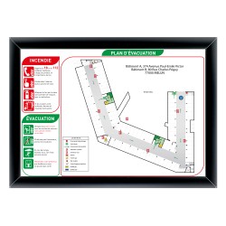 Plan d'évacuation avec cadre noir