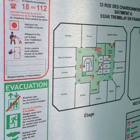 Plan d'évacuation conforme norme NF X 08-070 format A3