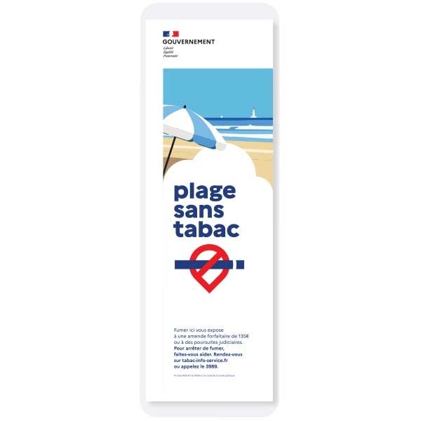 Panneau Plage Sans Tabac, signalétique extérieure anti tabac.