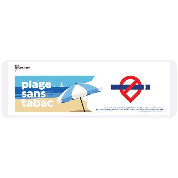 Panneau Plage Sans Tabac, signalétique extérieure anti tabac.