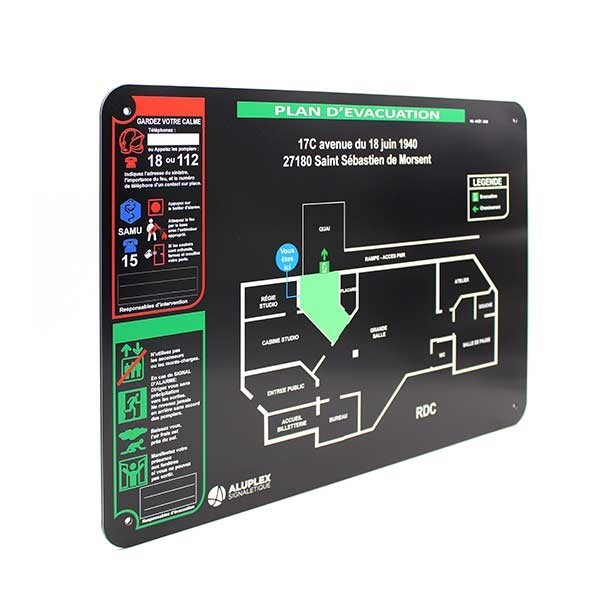 votre plan d'évacuation sur mesure avec aluplex signalétique