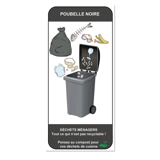 Panneau consigne MEMO TRI SELECTIF - poubelle noire