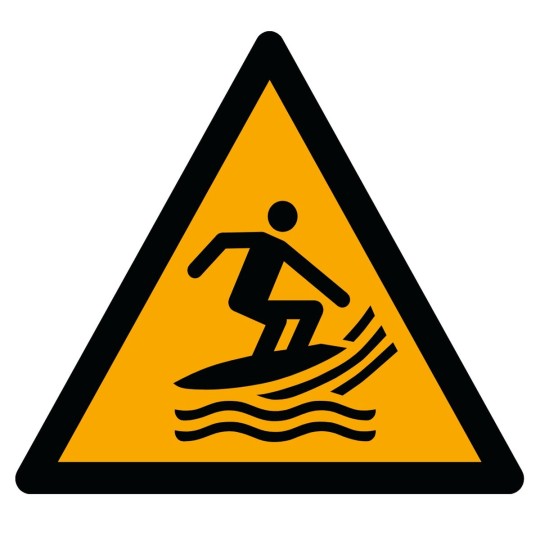 Pictogramme Danger zone de pratique du surf - W046 - ISO 7010