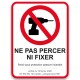 Panneau Ne pas percer paroi protégée incendie | Aluplex